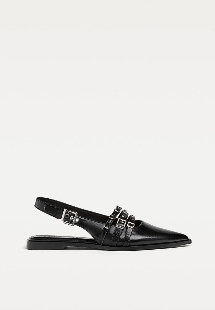 zapatos planos tiras hebillas