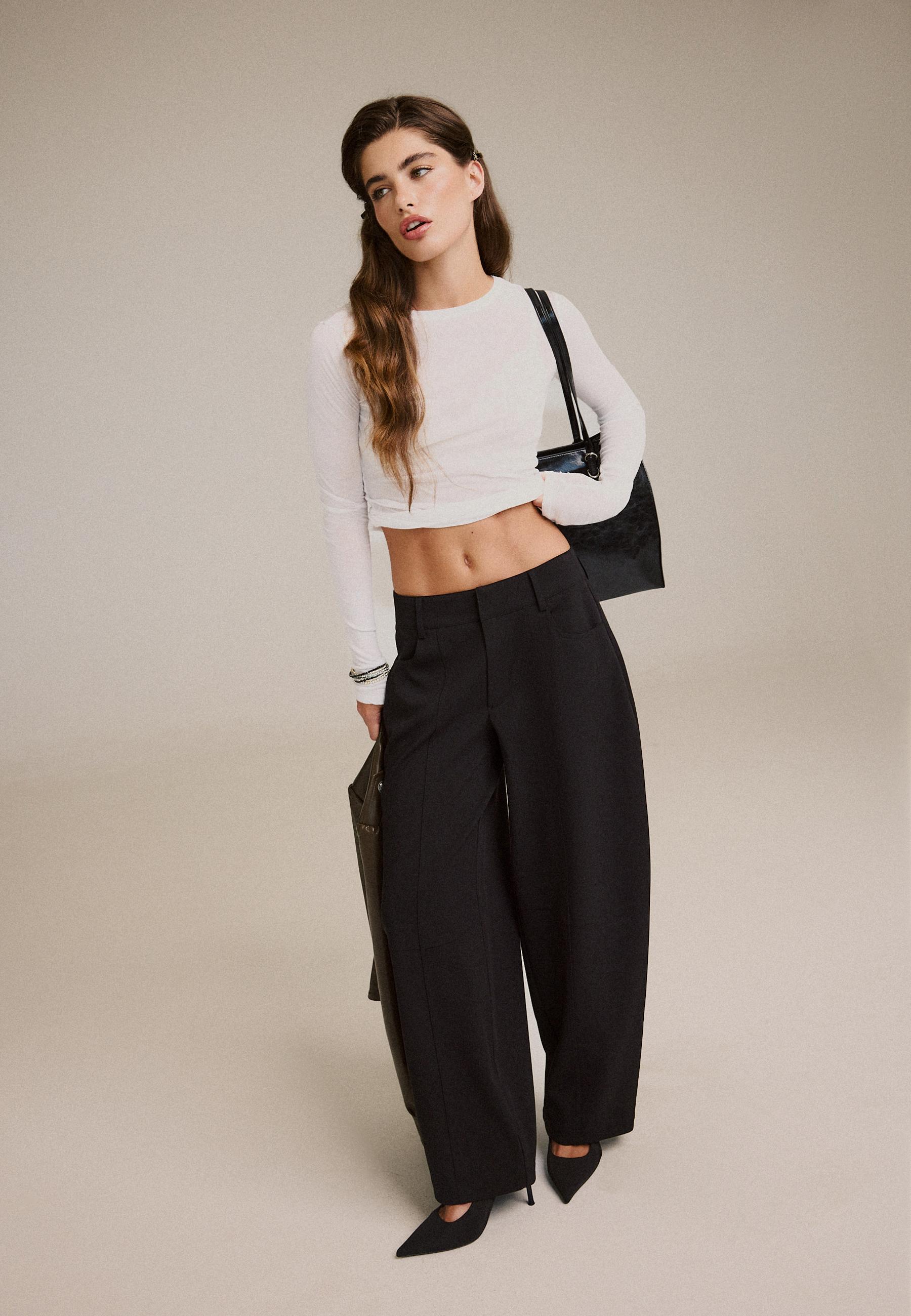 Tailored barrel trousers — Black