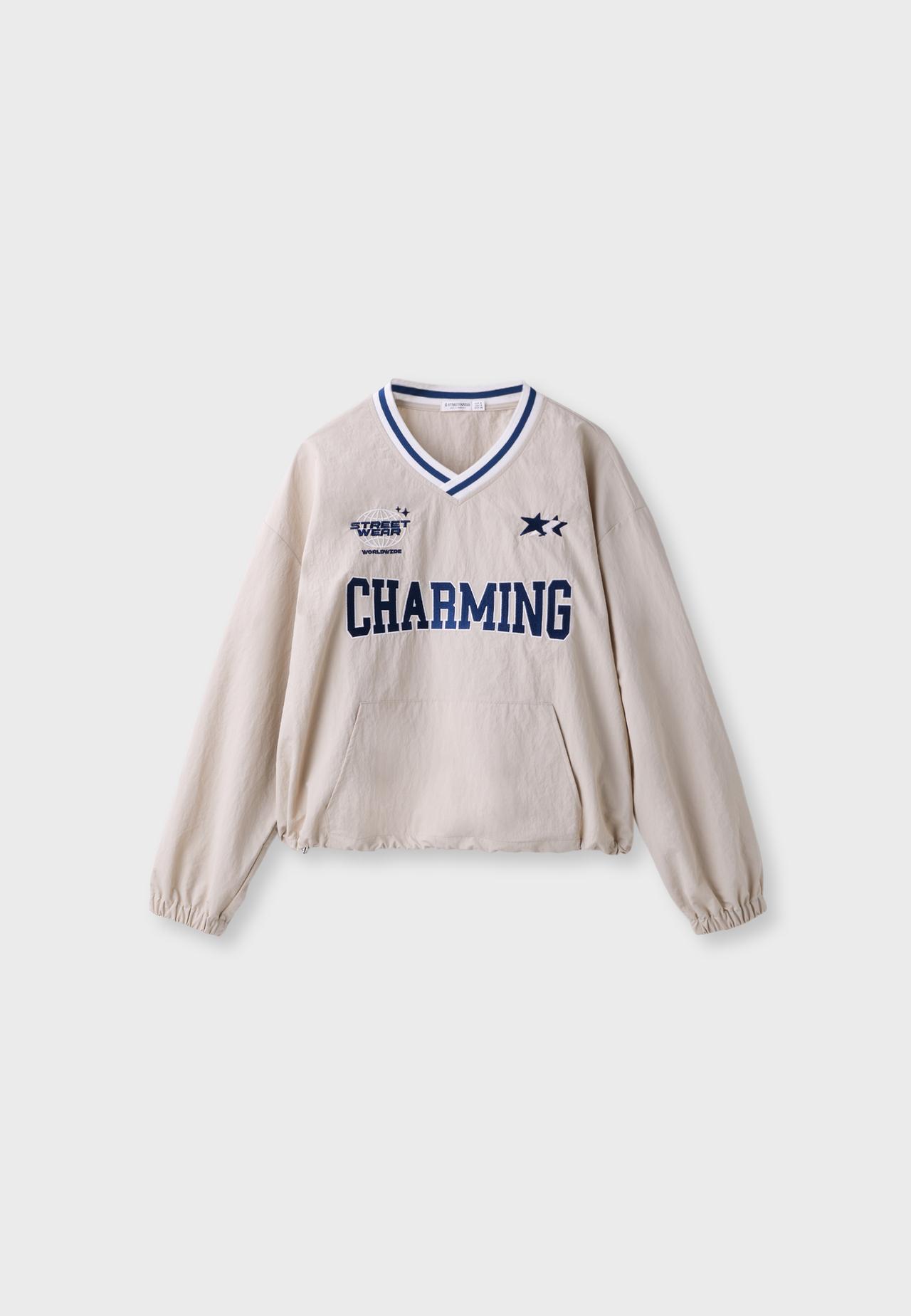 Technical V-neck sweatshirt — Stone