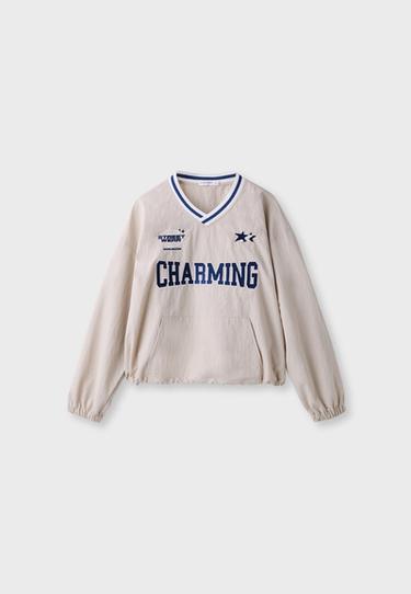 Technical V-neck sweatshirt — Stone 7