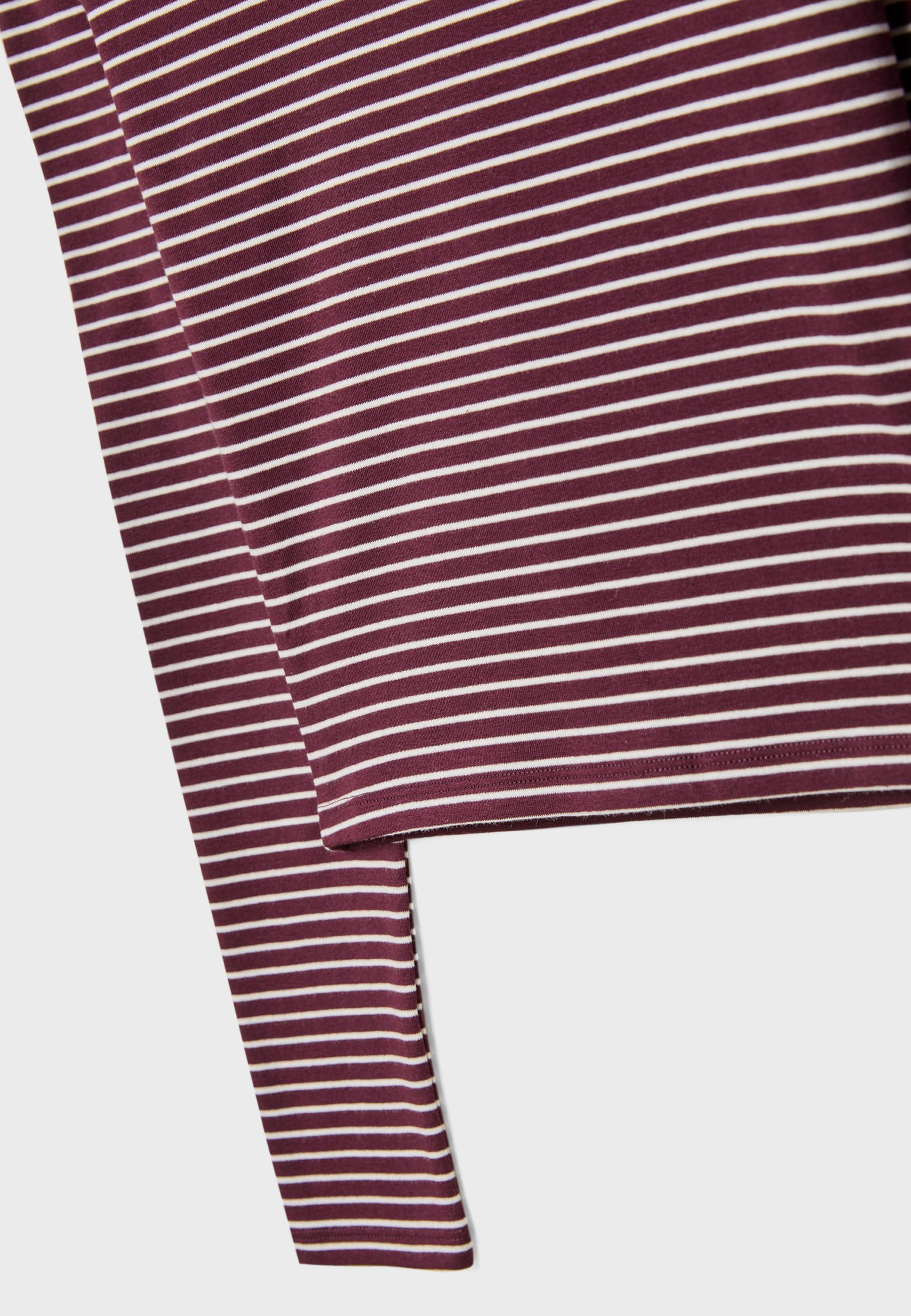 Basic long sleeve striped cotton T-shirt — AUBERGINE