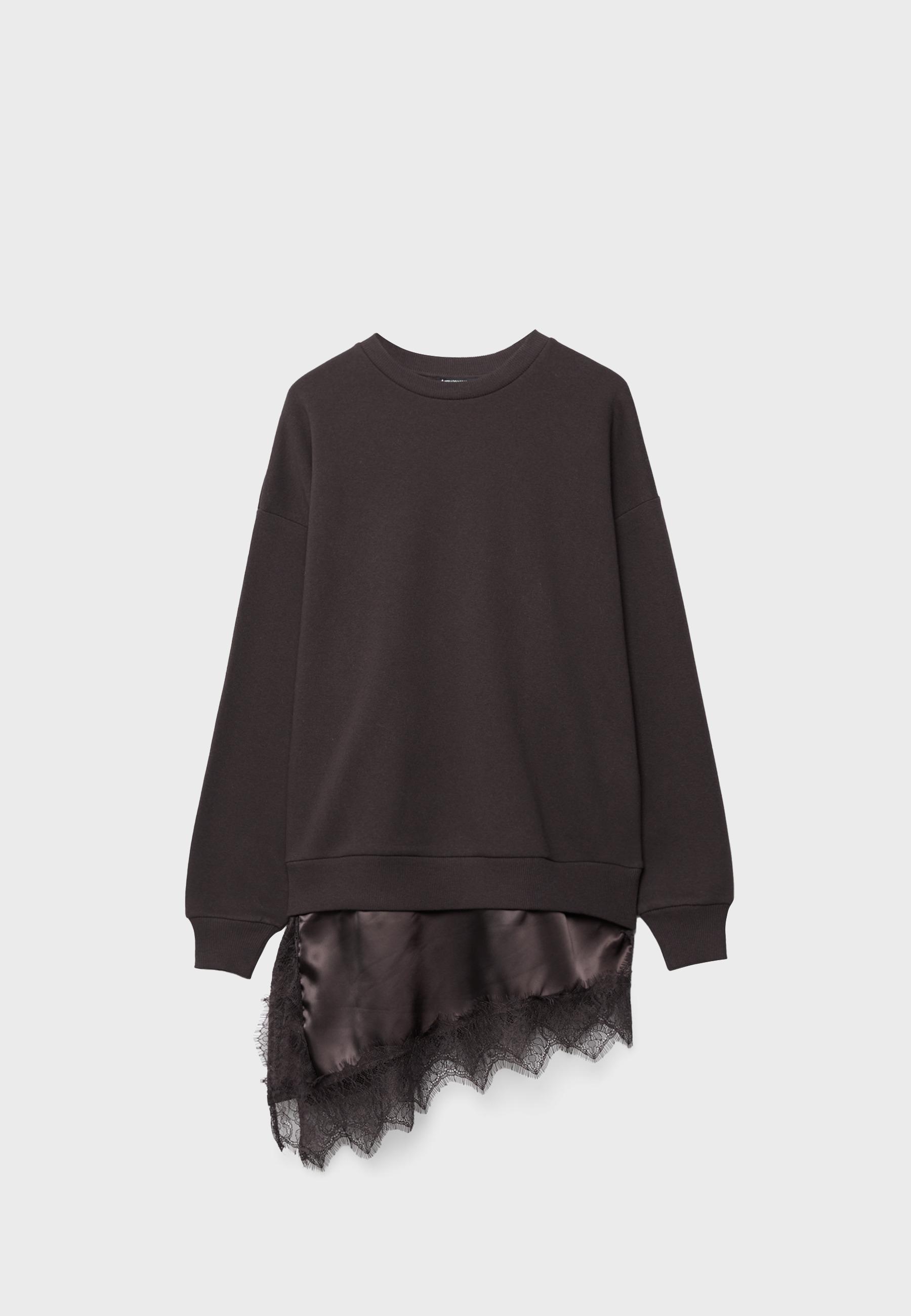 Sateen hem sweatshirt — Brown
