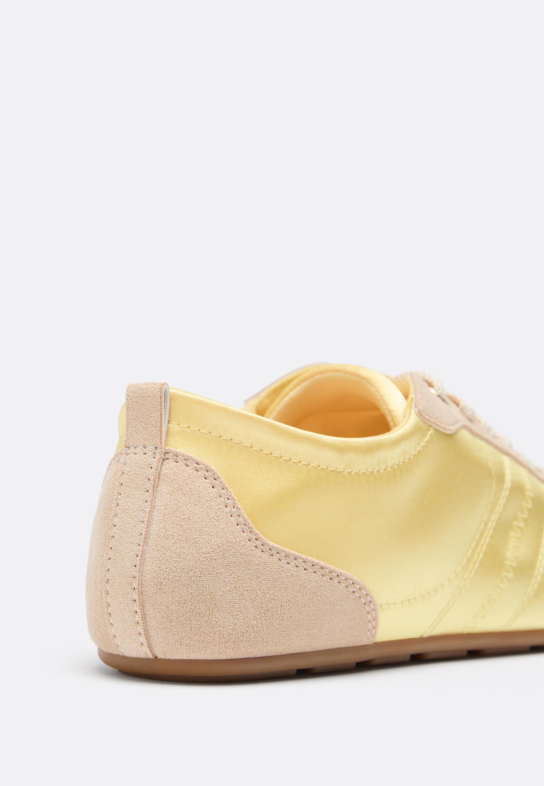 Satin finish flat slippers — YELLOW