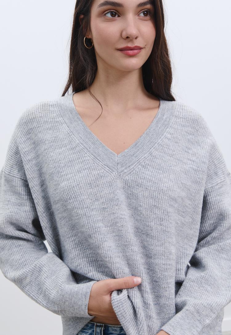 pull col en v feutre