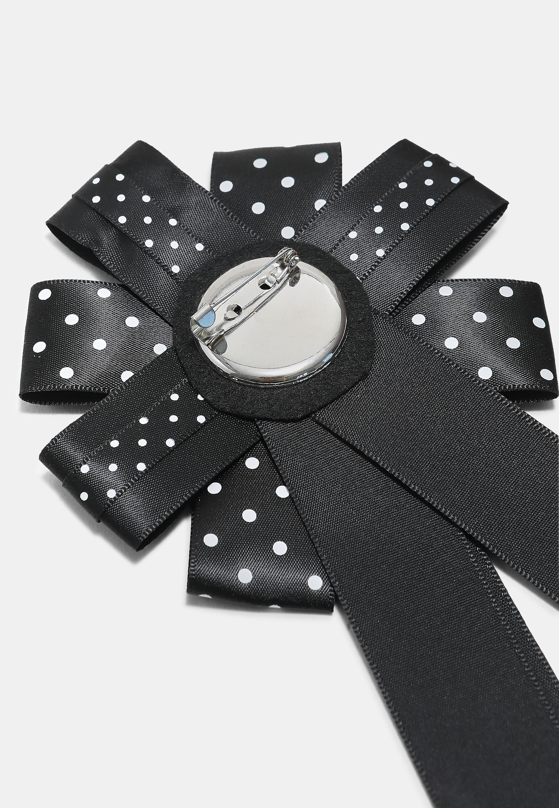 Polka dot bow brooch — Black
