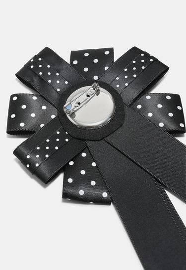 Polka dot bow brooch — Black 5