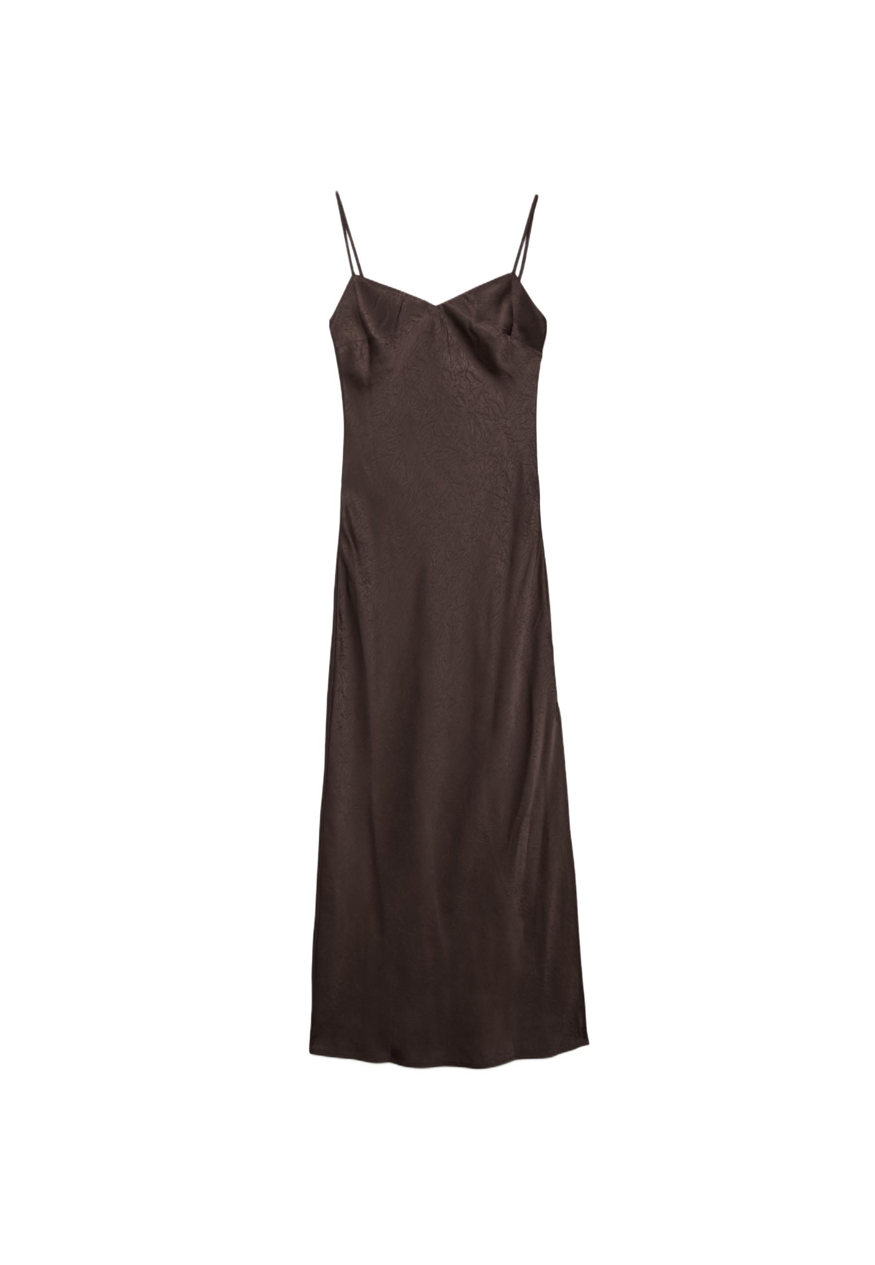 Satin midi dress — Brown
