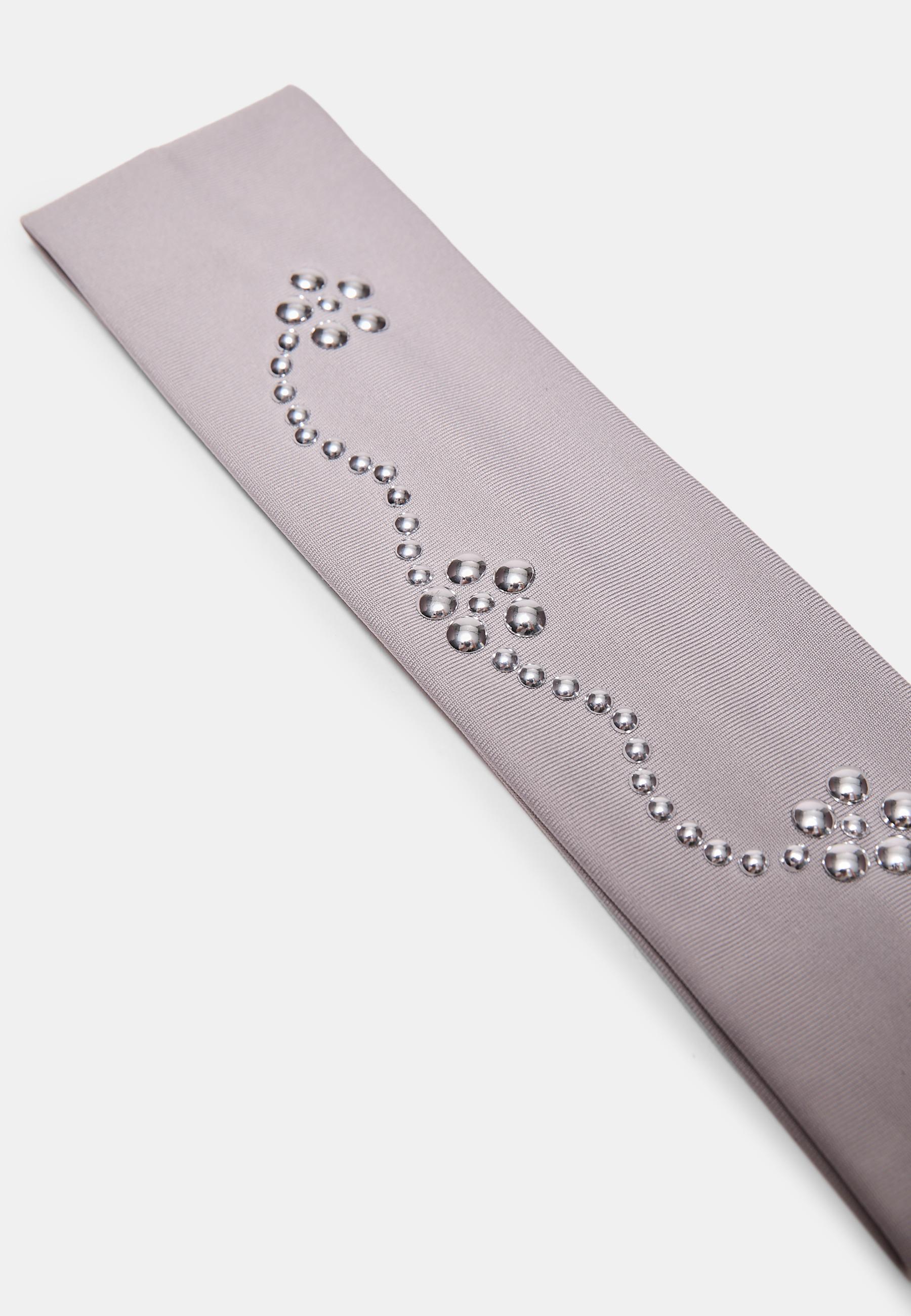SET OF 2 FUR RIBBONS WITH STUDS — Pale pink
