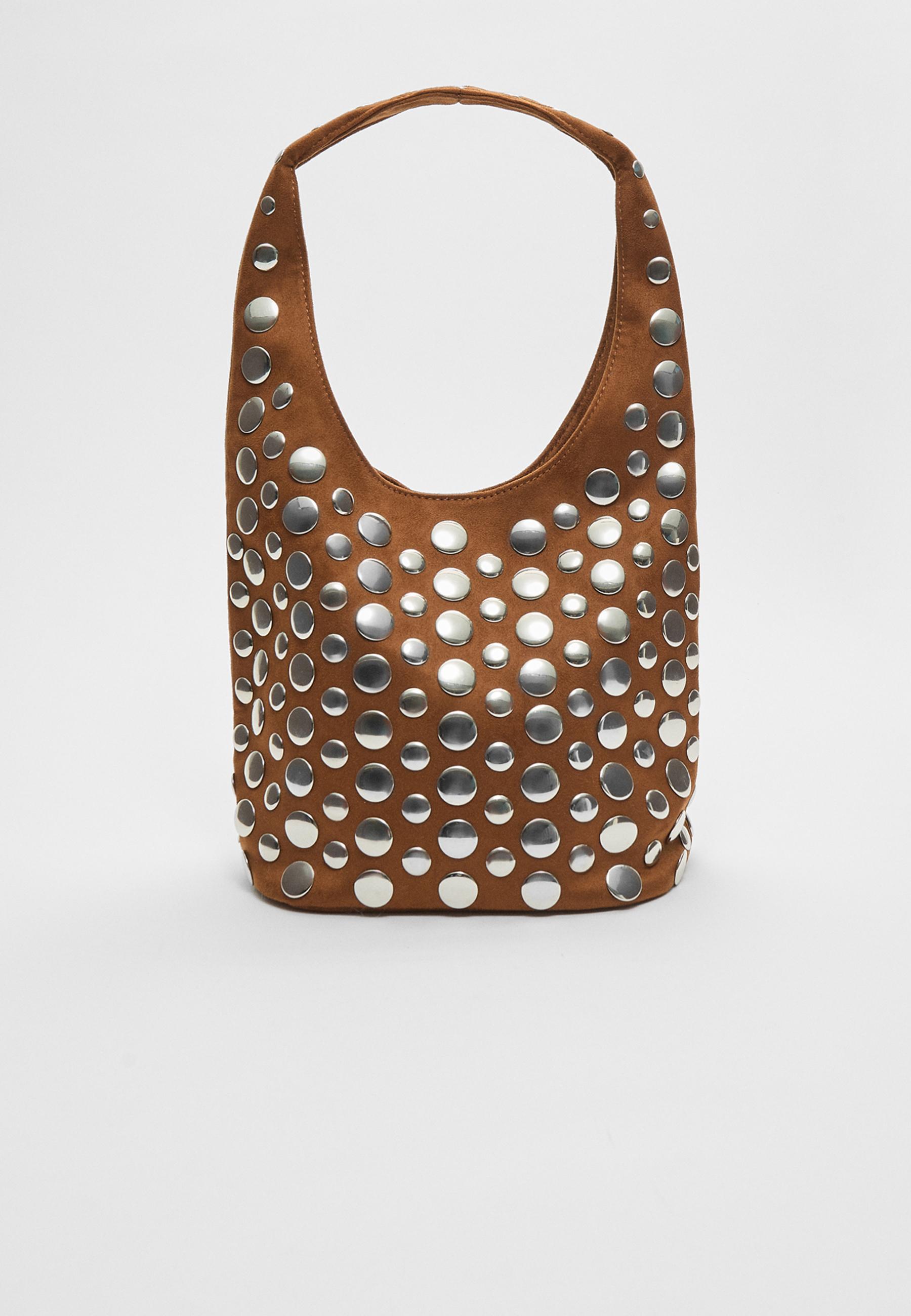 Stradivarius Studded Shoulder Bag Pale Camel Os