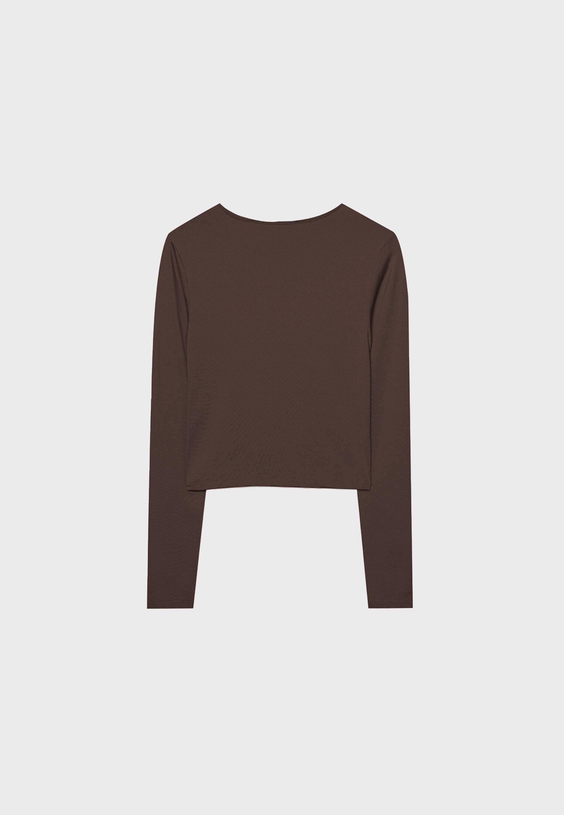 Long sleeve polyamide T-shirt — Brown