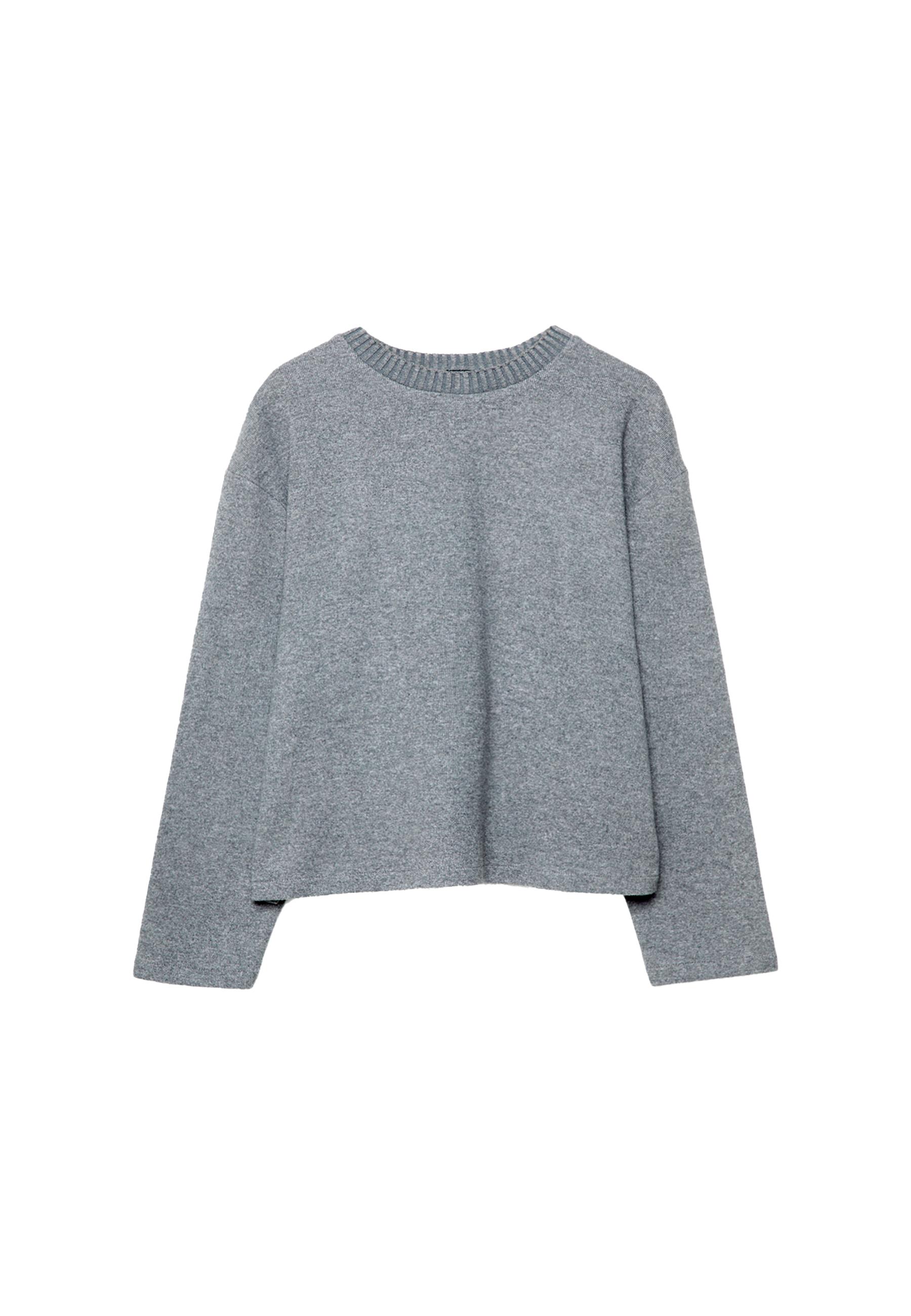Knit round neck T-shirt — Dark grey