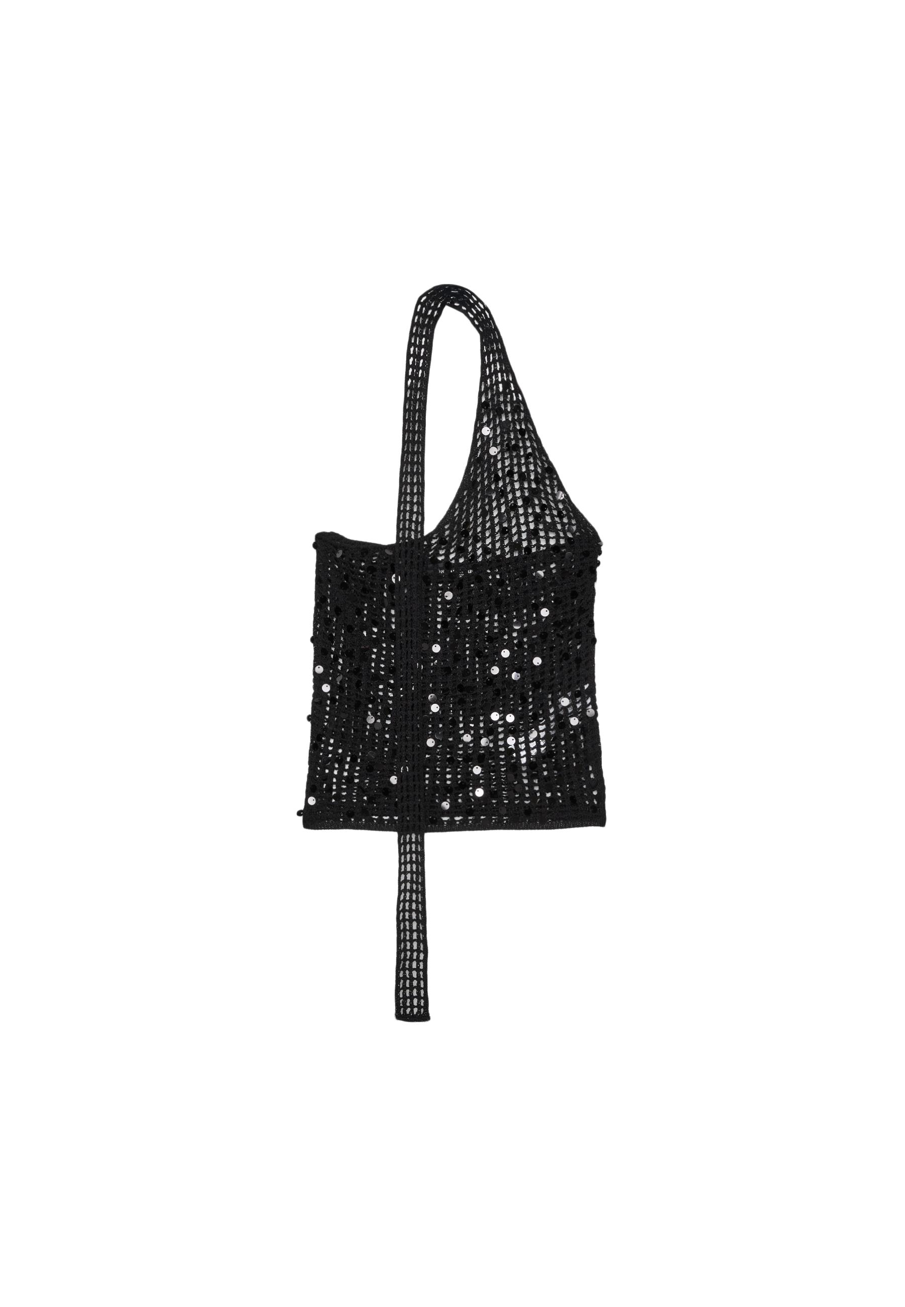 Sequin scarf top — Black