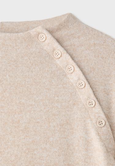 Funnel neck button sweater — Stone 9