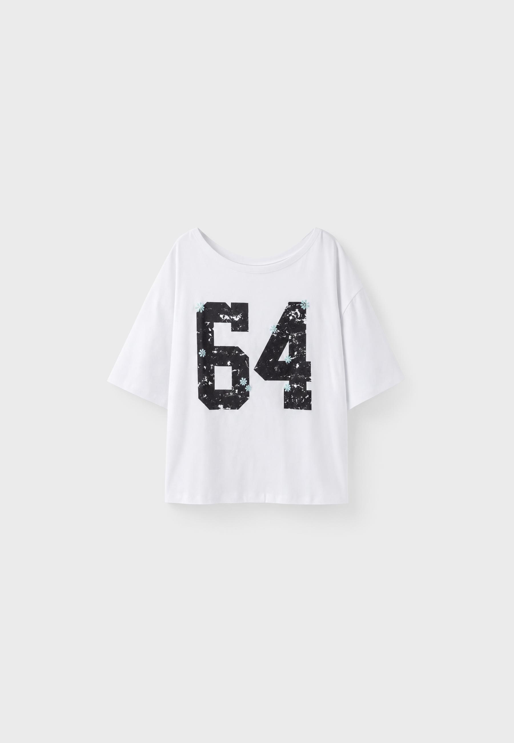 Positional print T-shirt — Ecru