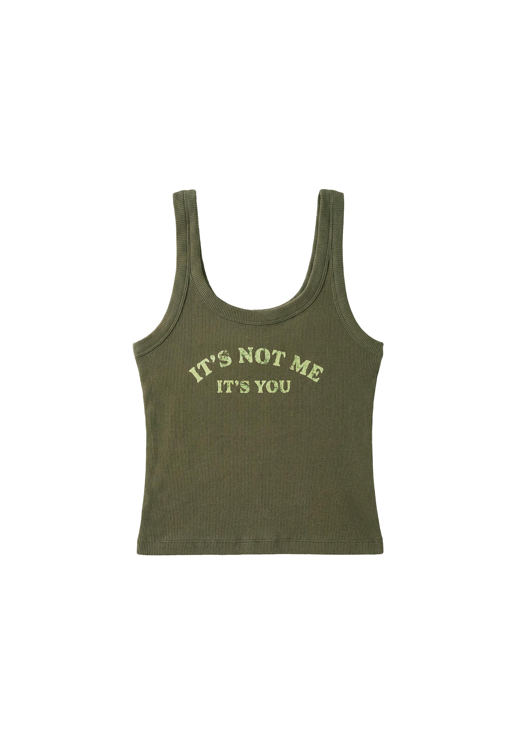 Slogan racerback top — Khaki