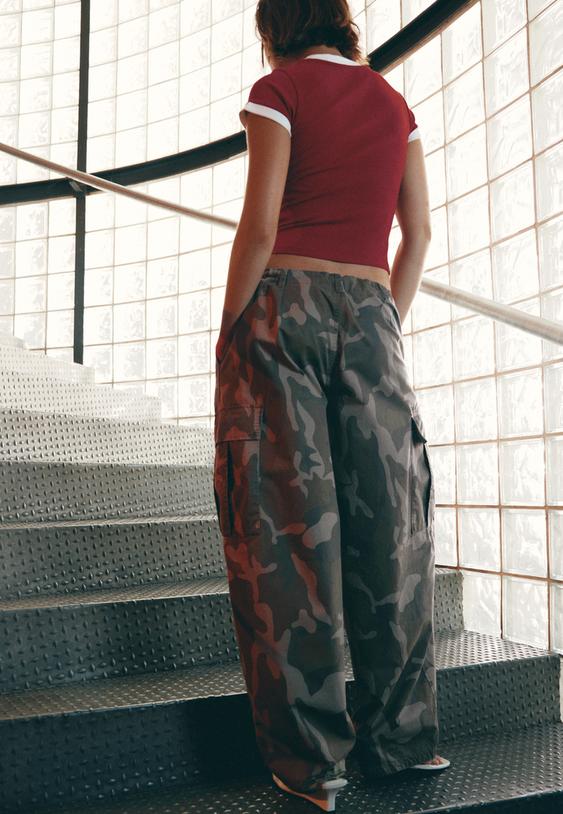 printed cargo trousers