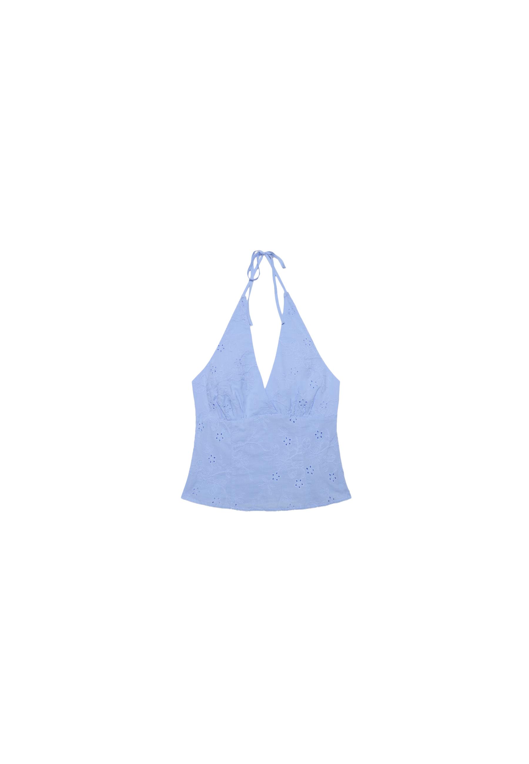 Embroidered halter top — Bubblegum pink