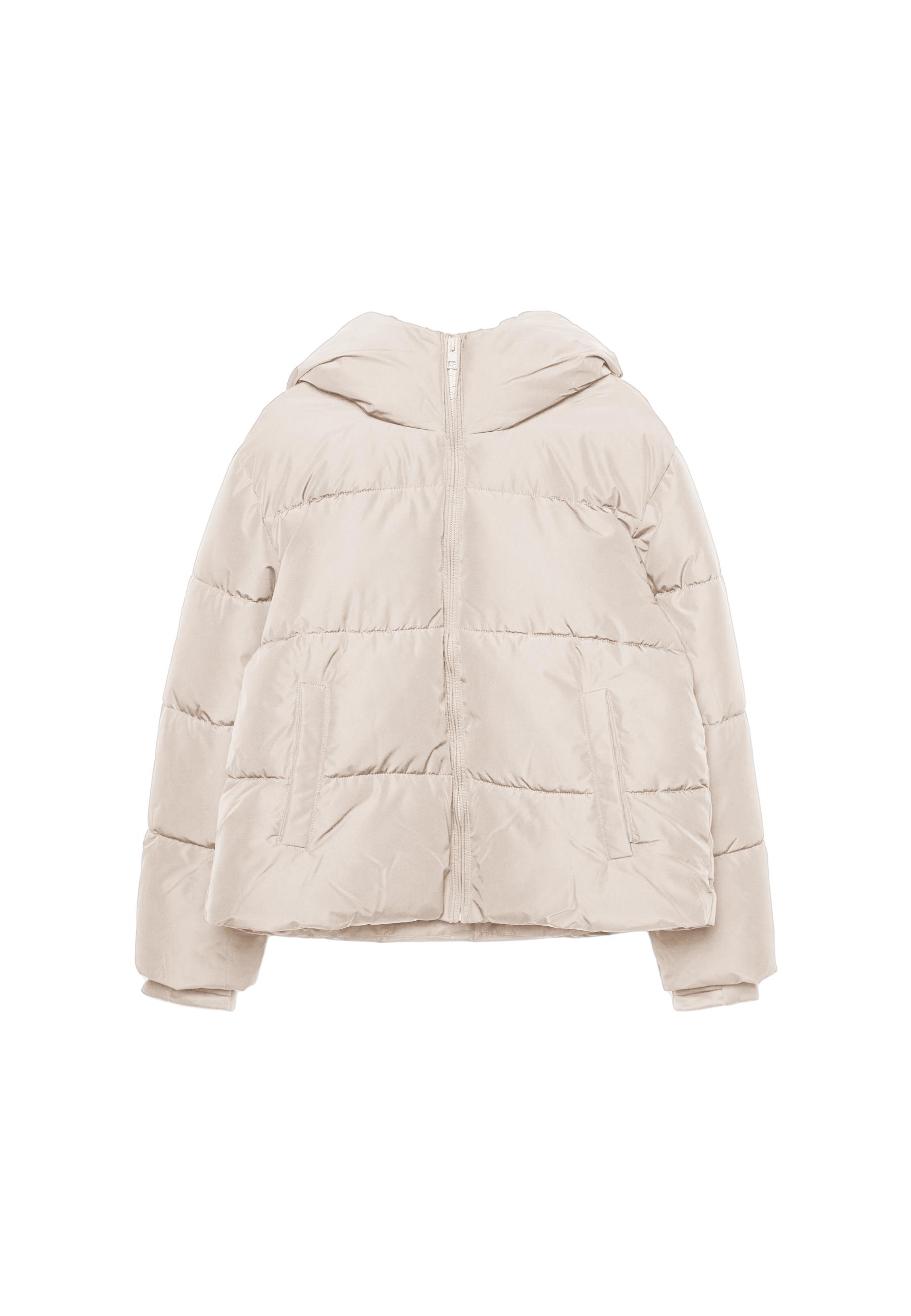 Puffer jacket with hood — Stone