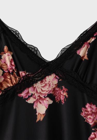 Floral tulle midi dress with lace — Black 9