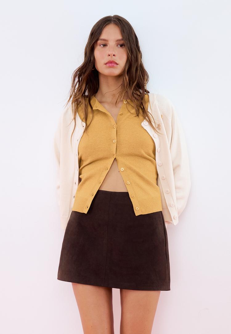 faux suede mini skort