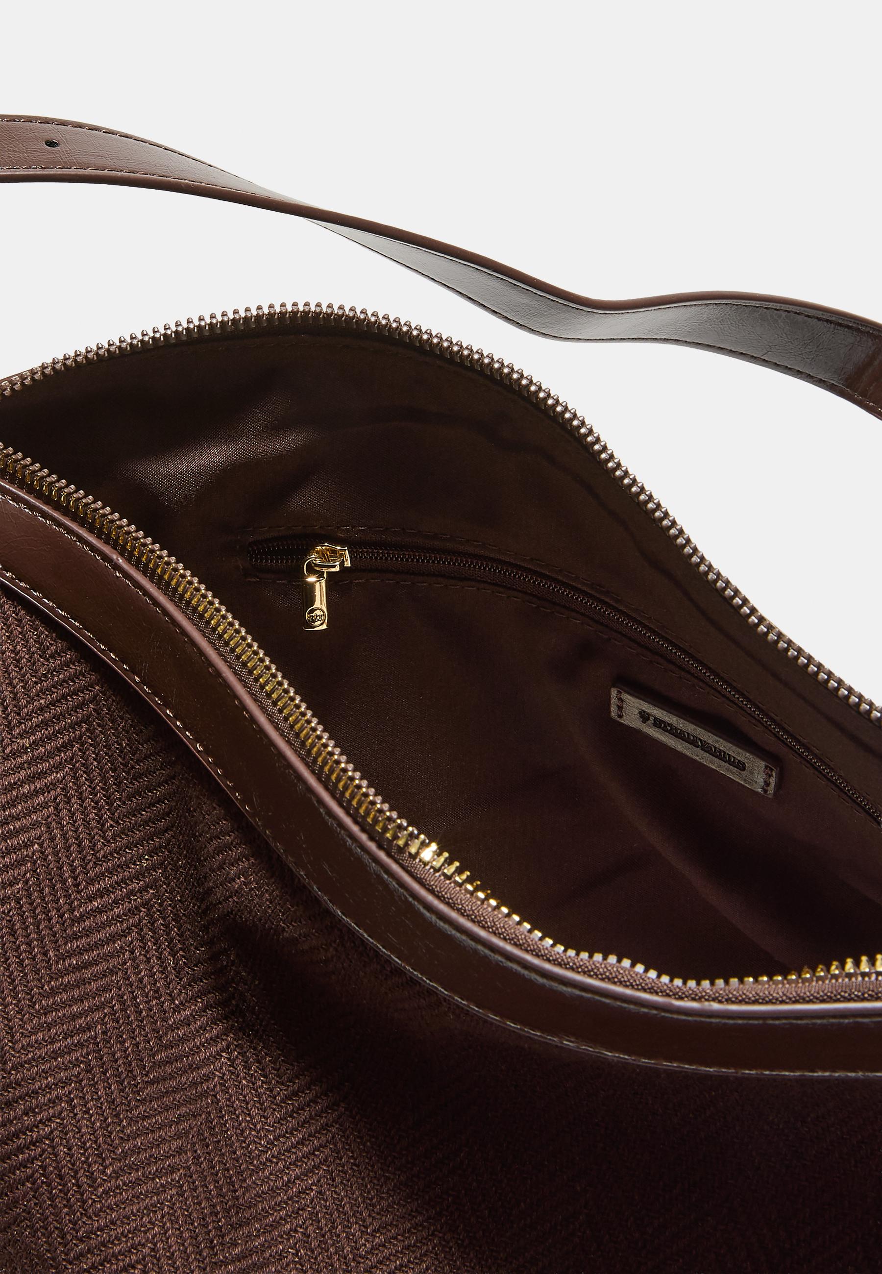 Contrast canvas shoulder bag — Brown