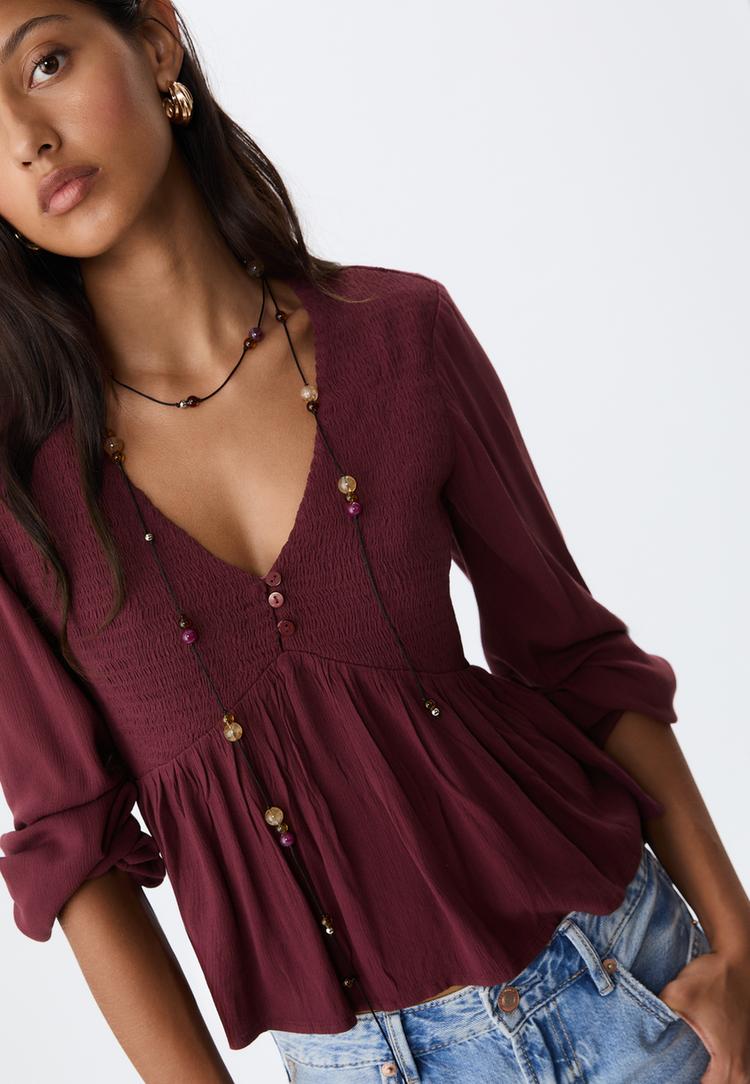 blusa fluida manga larga