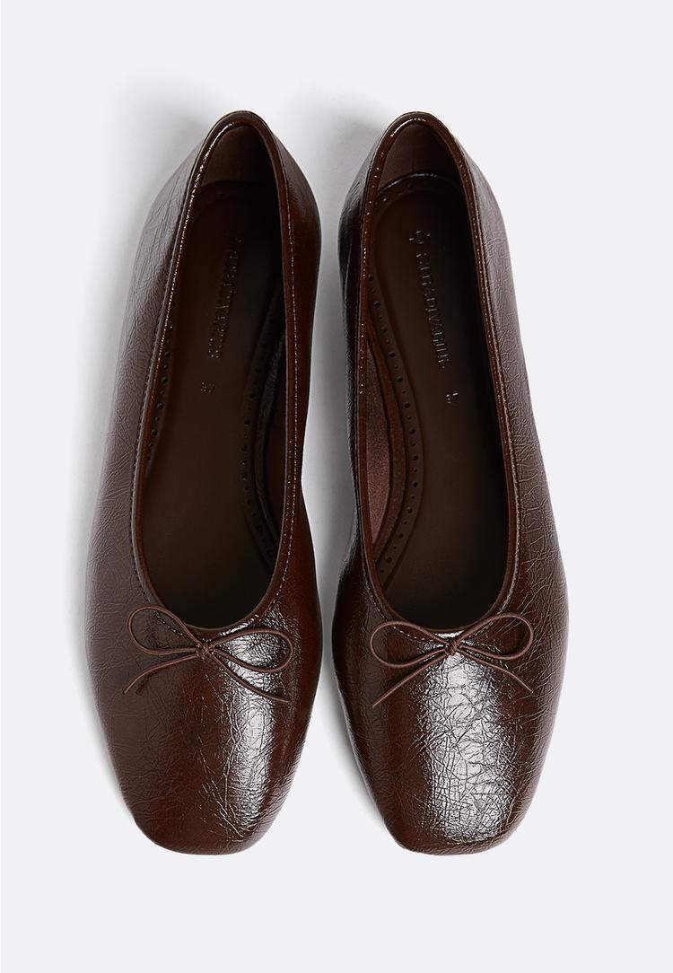 faux patent finish ballet flats