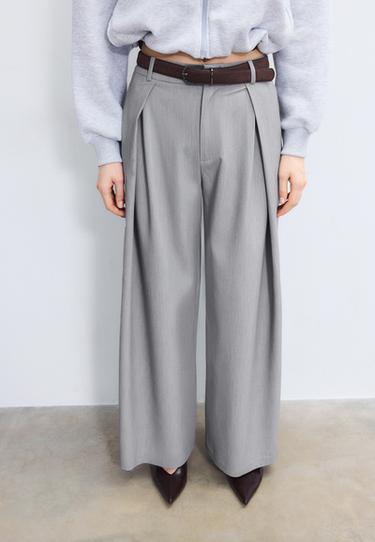 Maxi pensli kemerli pantolon - Görsel 17