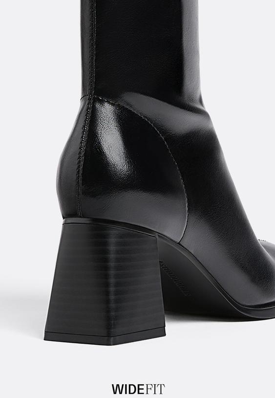 stretch enkellaarsjes met halfhoge hak