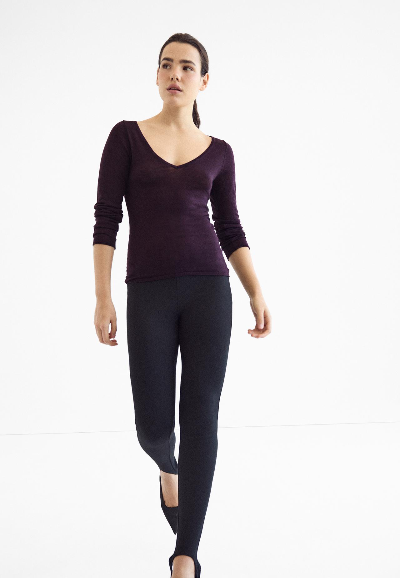 Basic wool and silk V-neck sweater — AUBERGINE