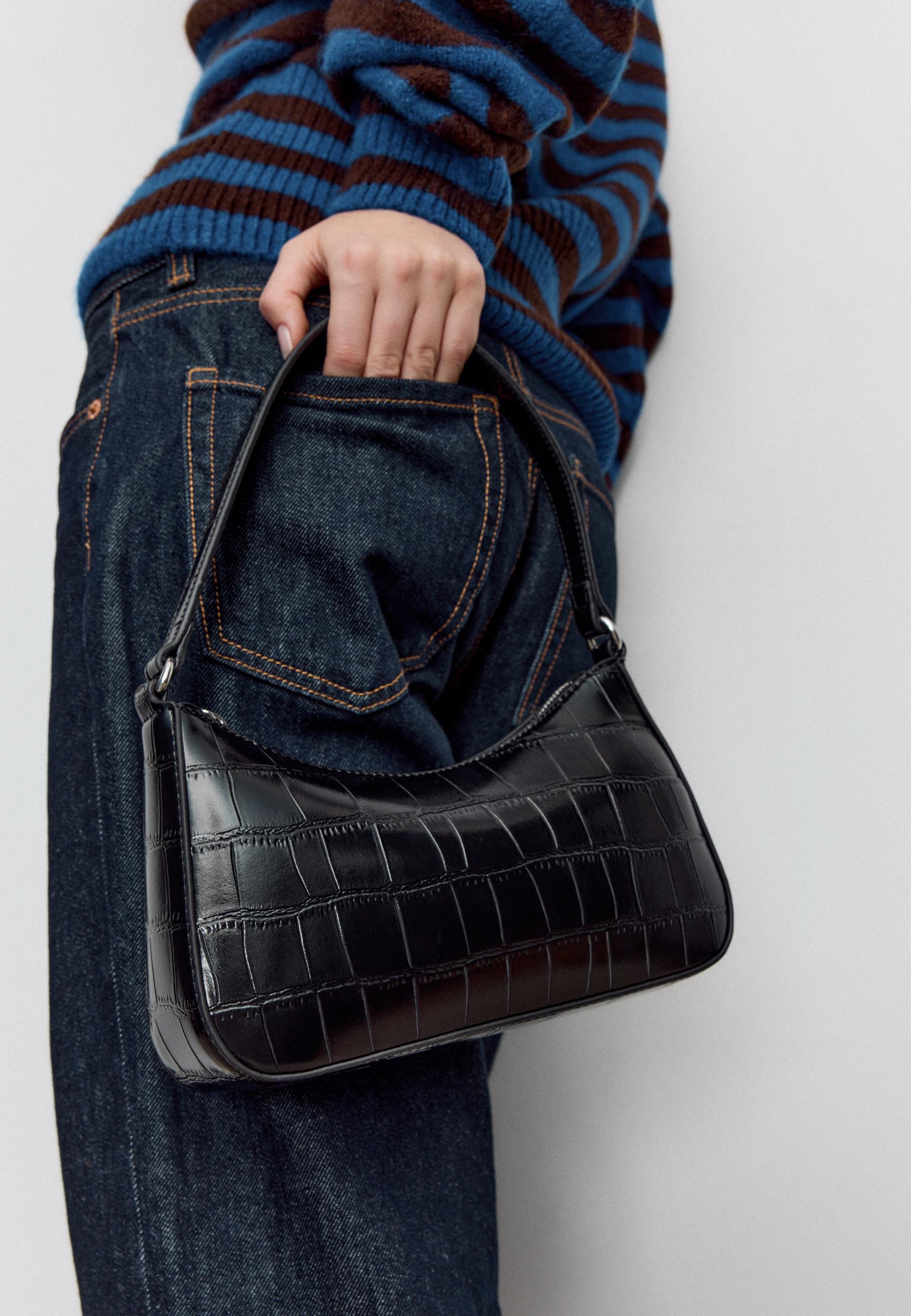 Shoulder bag with coconut effect chain — Black
