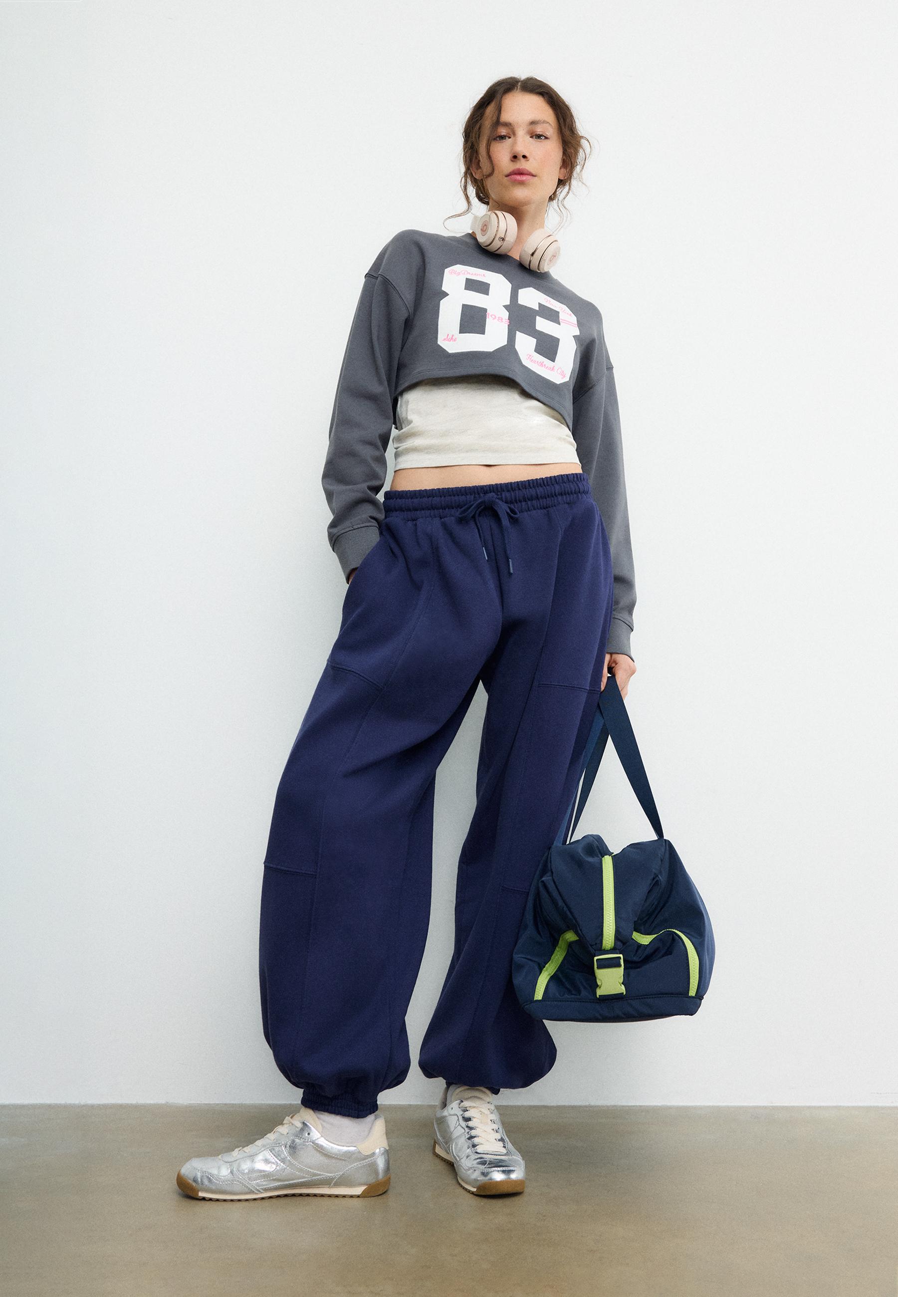 Combined embroidered sweatshirt — Dark grey