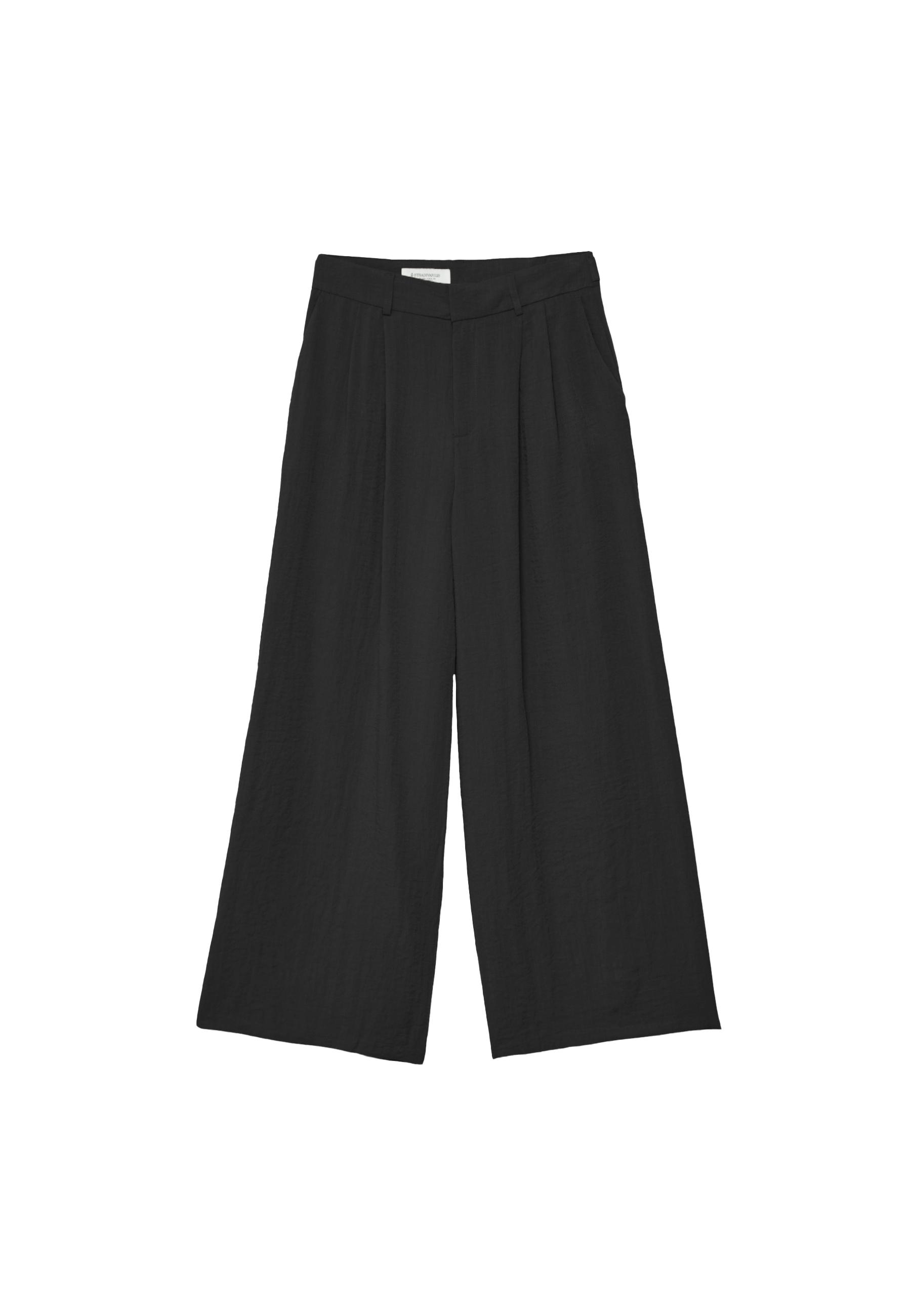 Adjustable rustic wide-leg trousers — Black