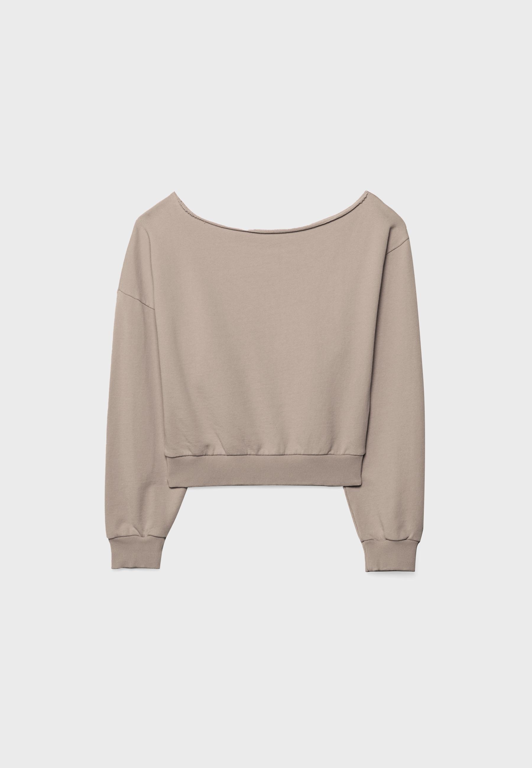 Washed effect cropped sweatshirt — Beige