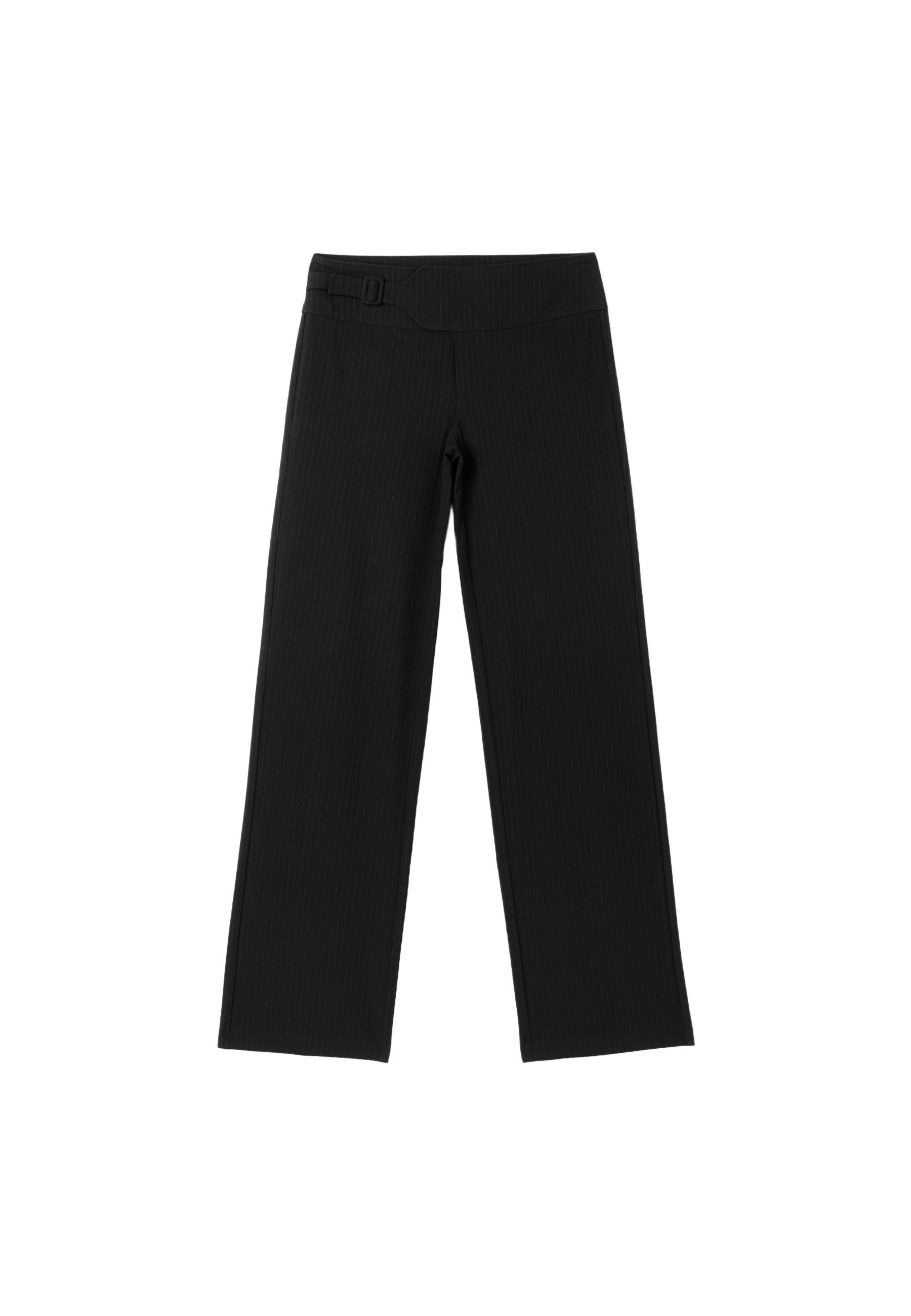 Stradivarius Çizgili toka detaylı straight fit pantolon görsel 4