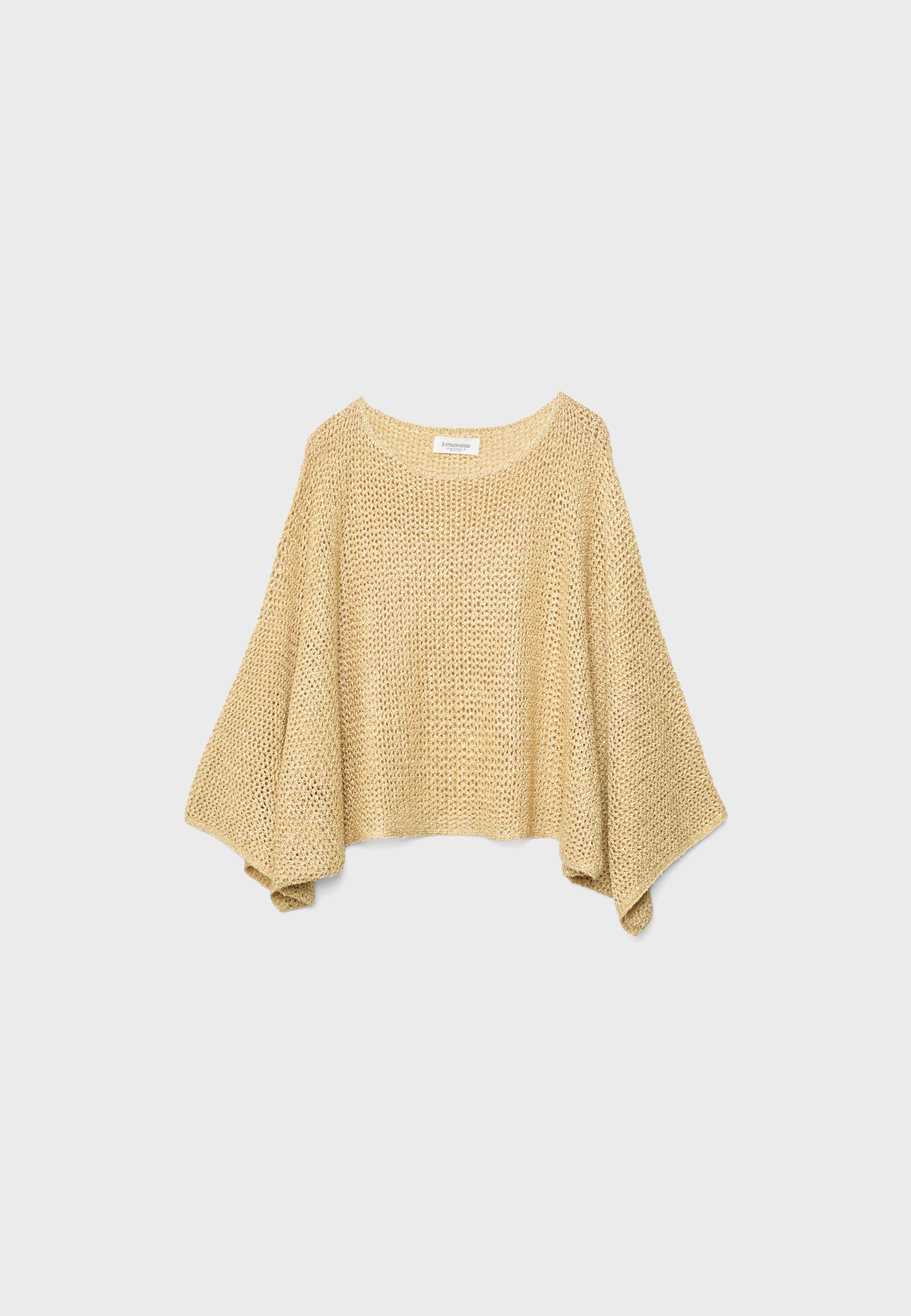 Shimmery knit cape — CORN YELLOW