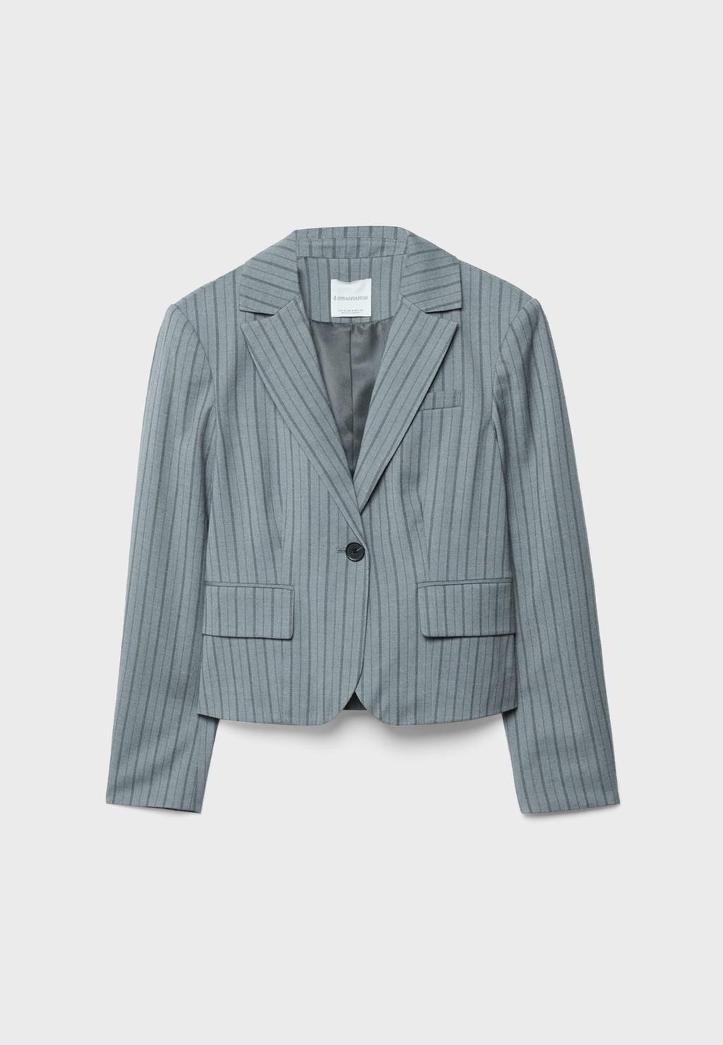 Veste Blazer Femme Business à Rayures - Taille 40/42 (M) Noir - Occasion Très Bon état