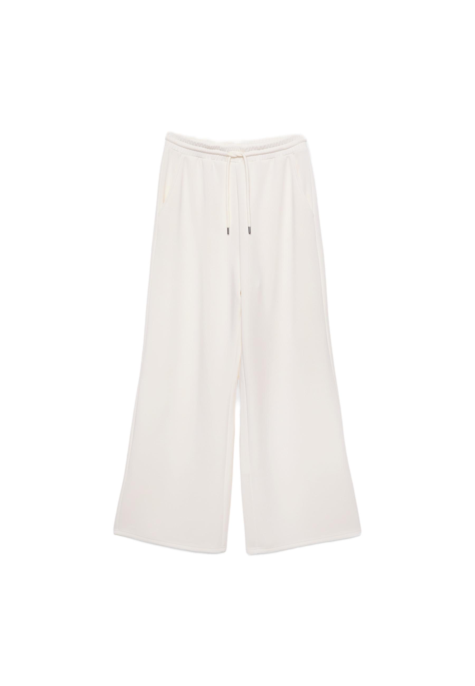 Soft-touch palazzo joggers — Stone