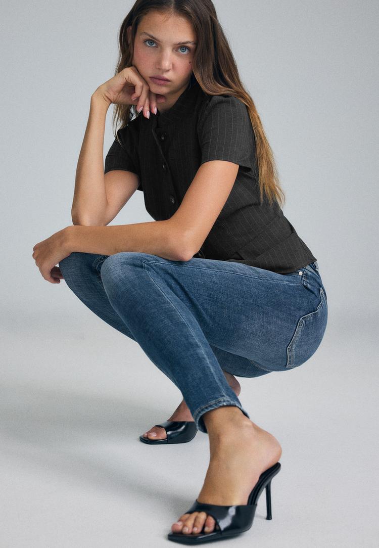 D09 Super high-waist skinny jeans — MEDIUM BLUE DENIM