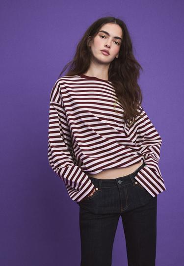 Striped long sleeve T-shirt — Purple 1