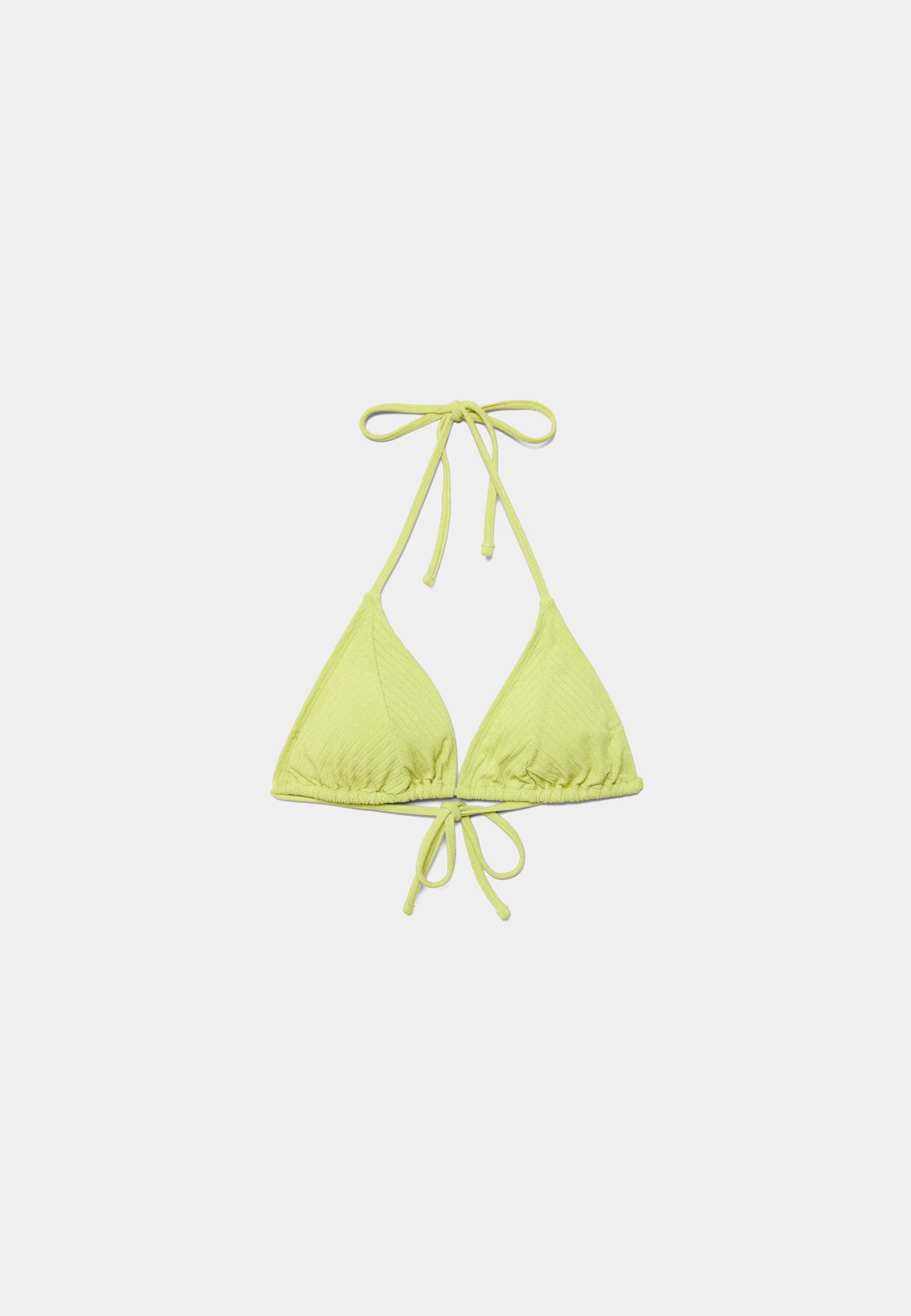 Shimmer ribbed triangle bikini top — Aquamarine (alternate view)