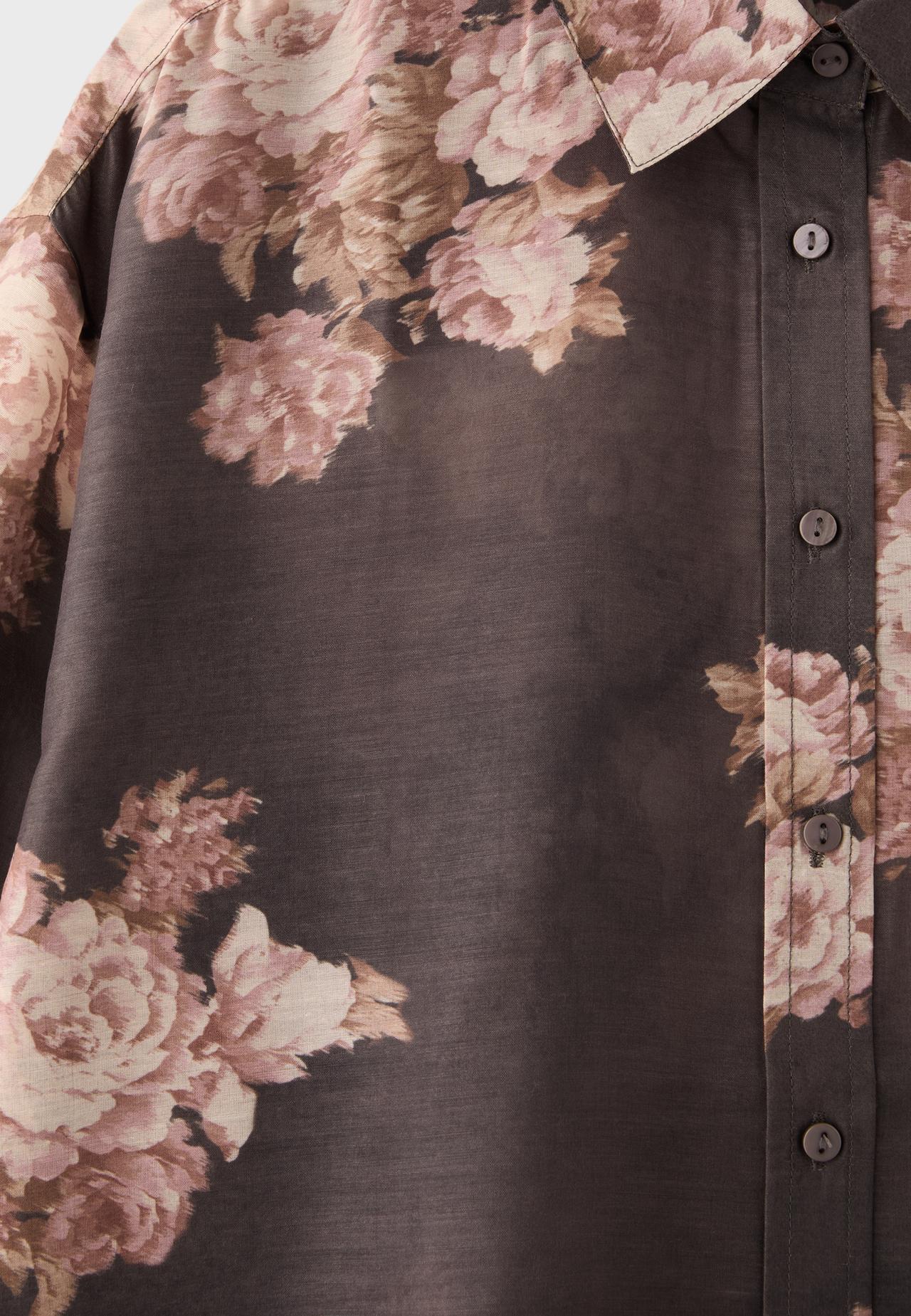 Floral print flowing shirt — Brown