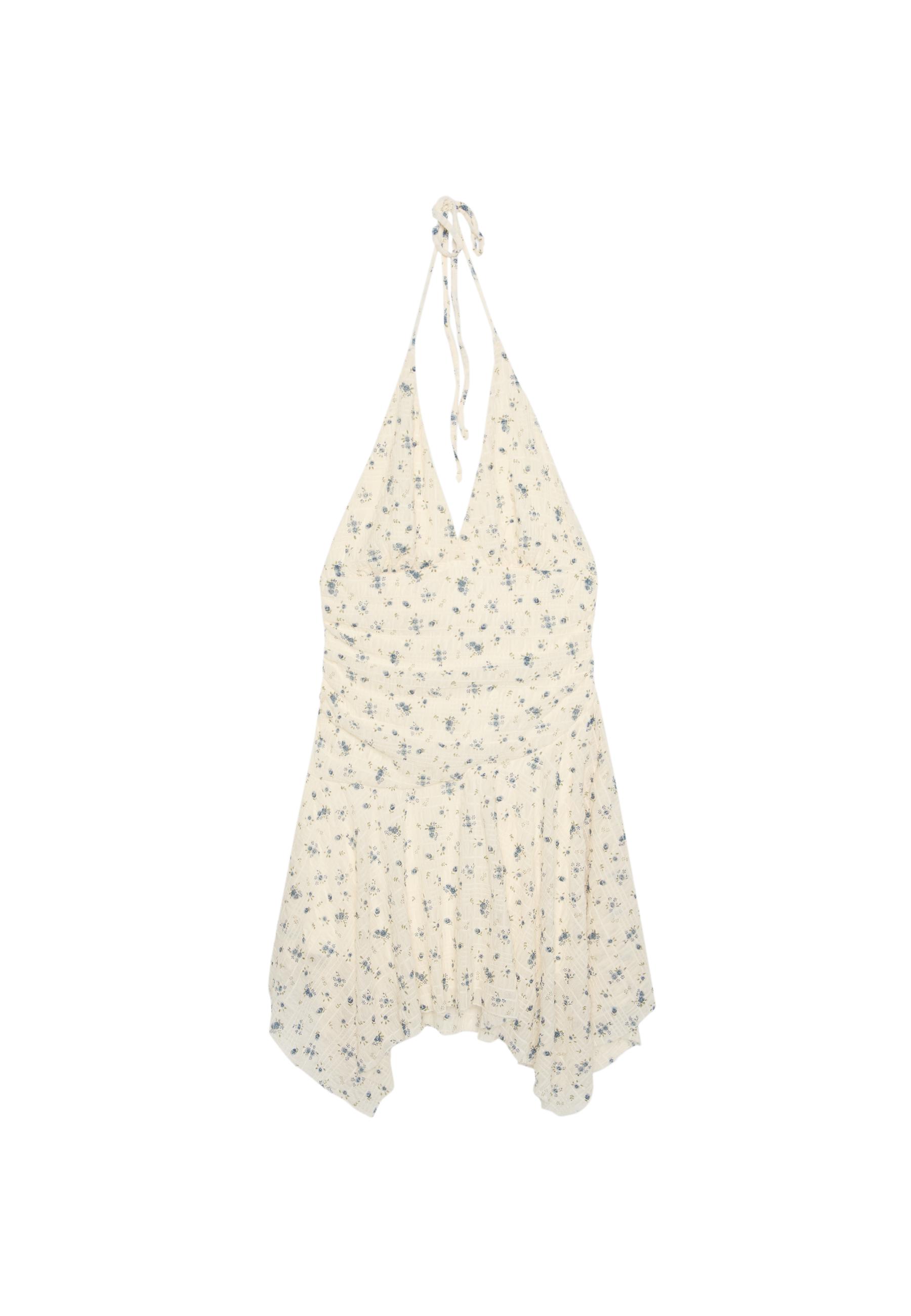 Short dress with pointed hem — Ecru