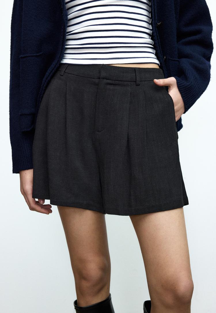 ketenli dokumlu sort l01396559