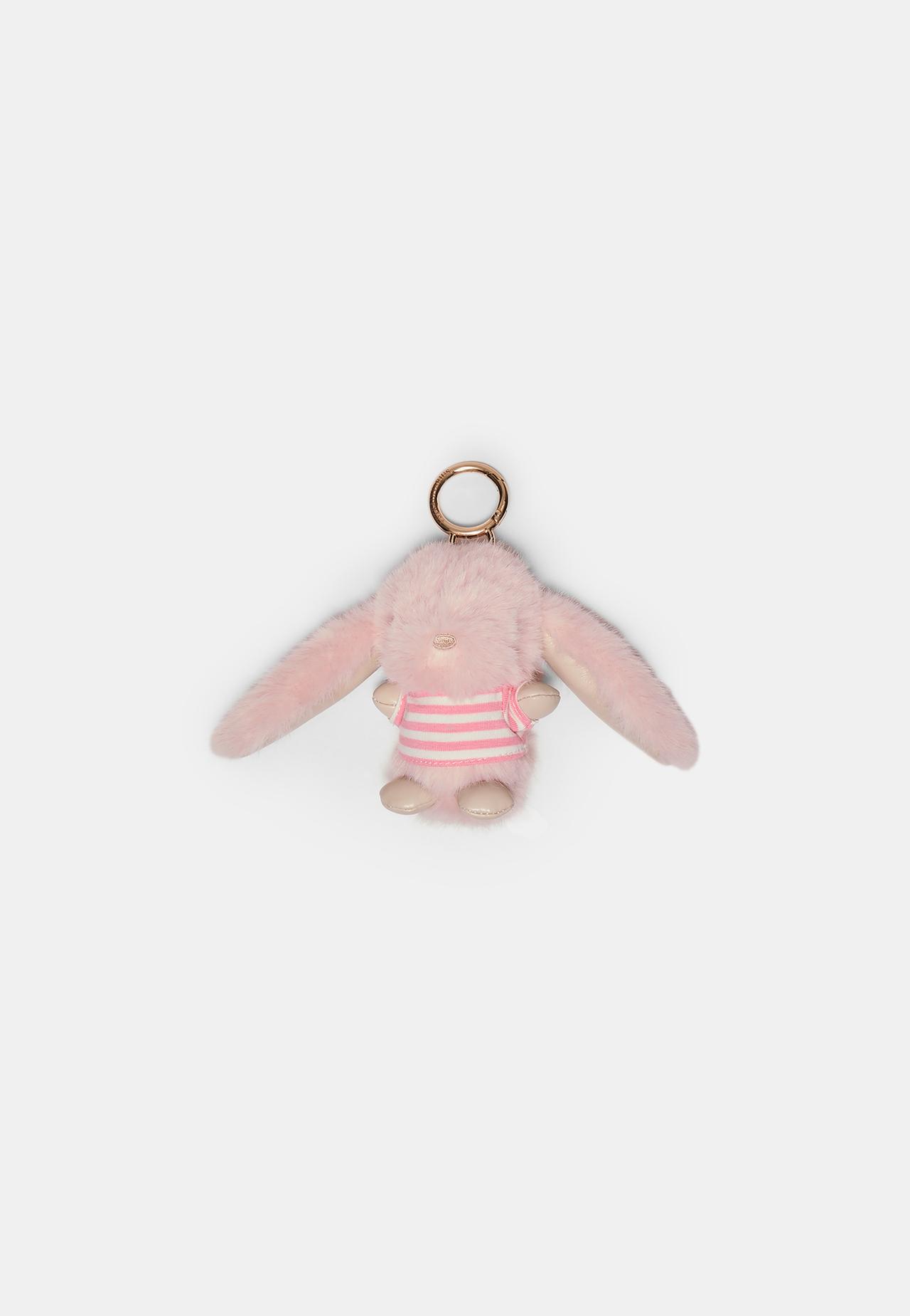 Rabbit charm keyring — Pale pink