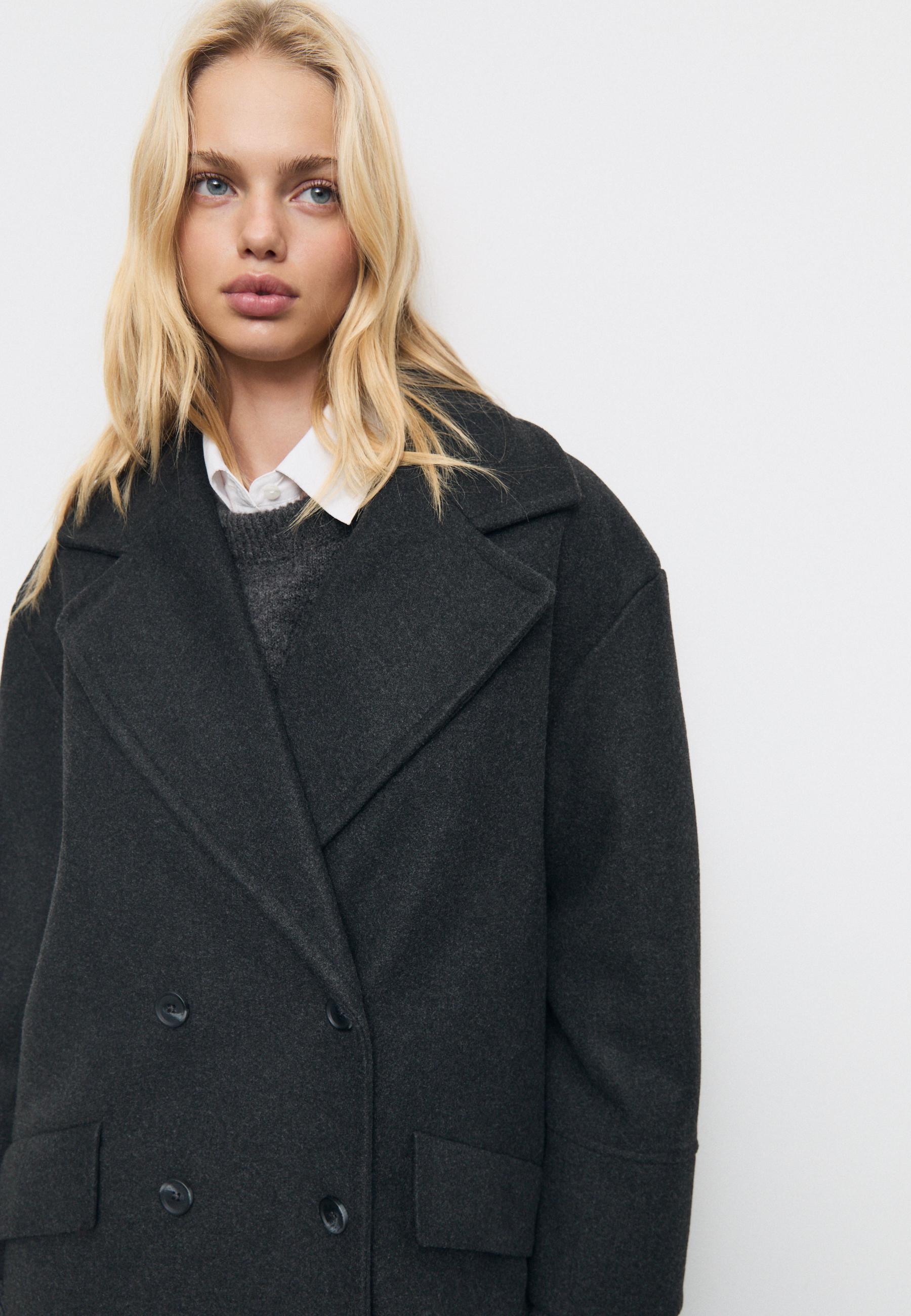 Oversize soft-touch coat — Dark grey