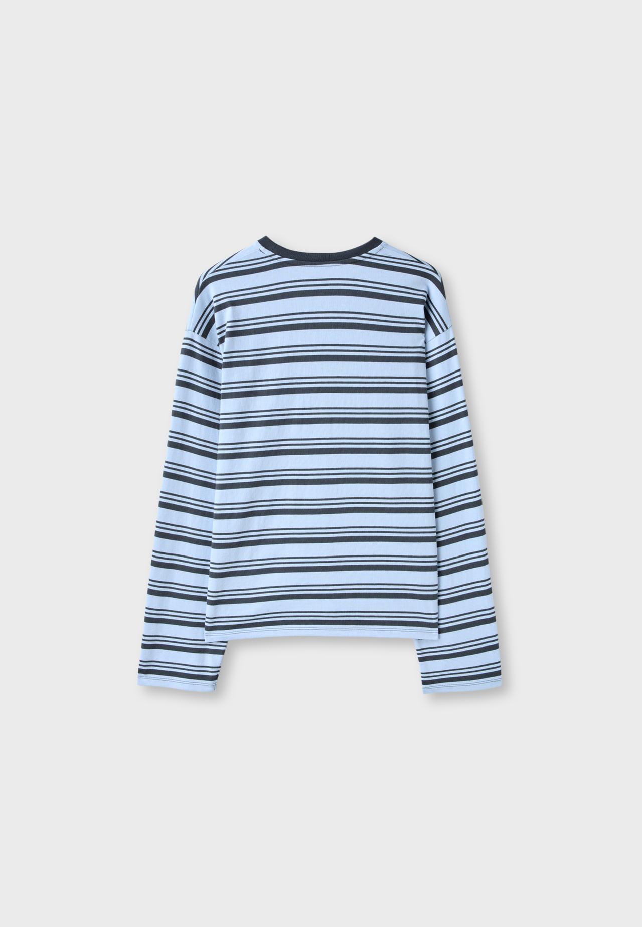 Striped long sleeve T-shirt — Sky blue