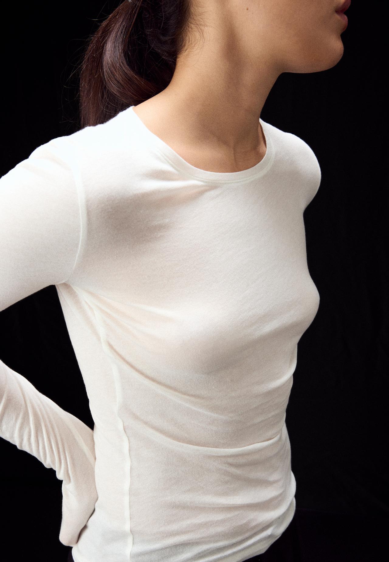 Supima® cotton long sleeve T-shirt — Ecru