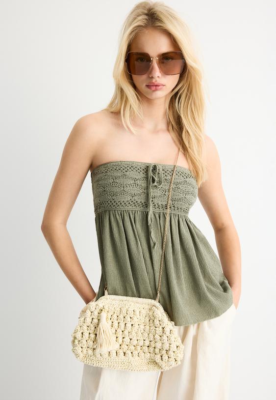 bolso bombonera crochet hilo metalizado