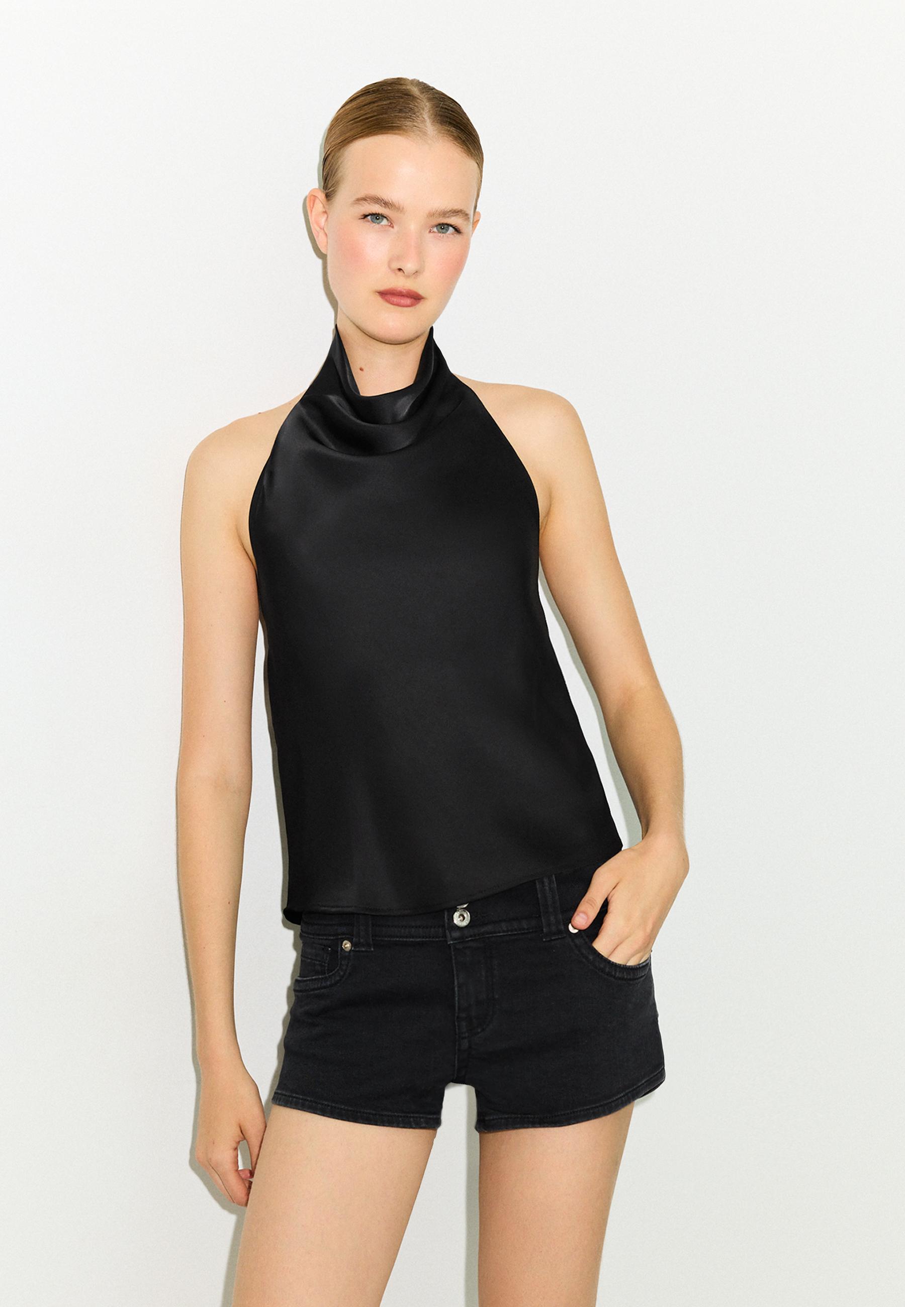 Saten halter top